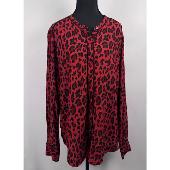 Rails “Lillian” Red Leopard Button Down Blouse Size L - Picture 4 of 13